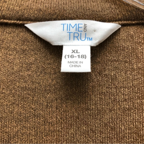 Time and Tru W Size XL Brown Long Sleeve Drop Shoulder Open Front Short Jacket - Picture 8 of 10
